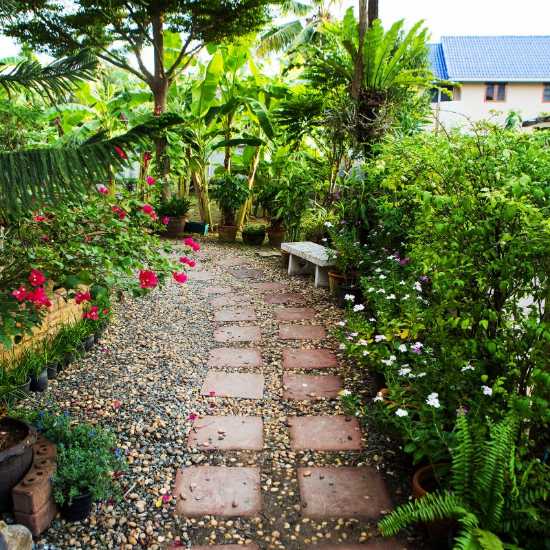 Stone Pathway and Garden Beds